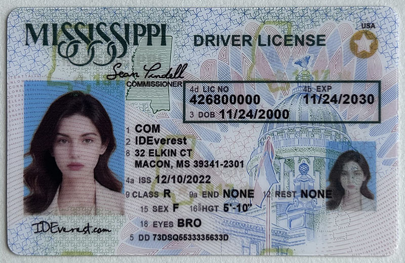 100% Authentic Scannable Mississippi Fake ID Card